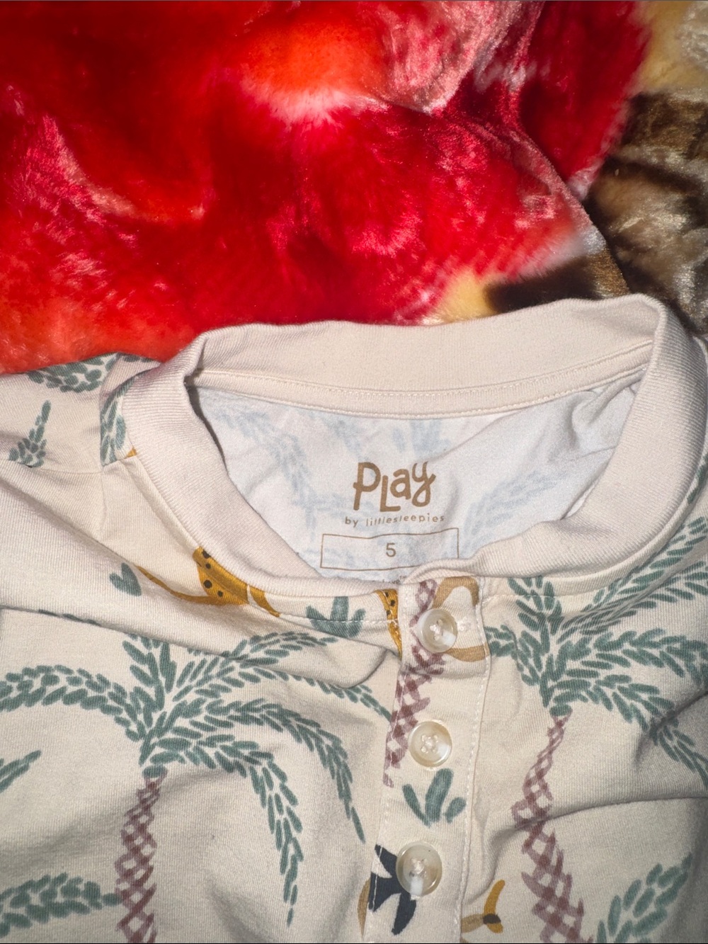 Little Sleepies Cream Top with Green Palm Tree Print